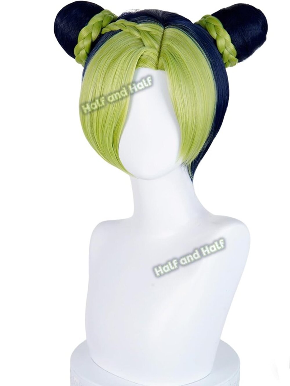 Women's Navy Blue Green 39 Inch Cosplay Platinum Blonde Wigs With Side Part Bang